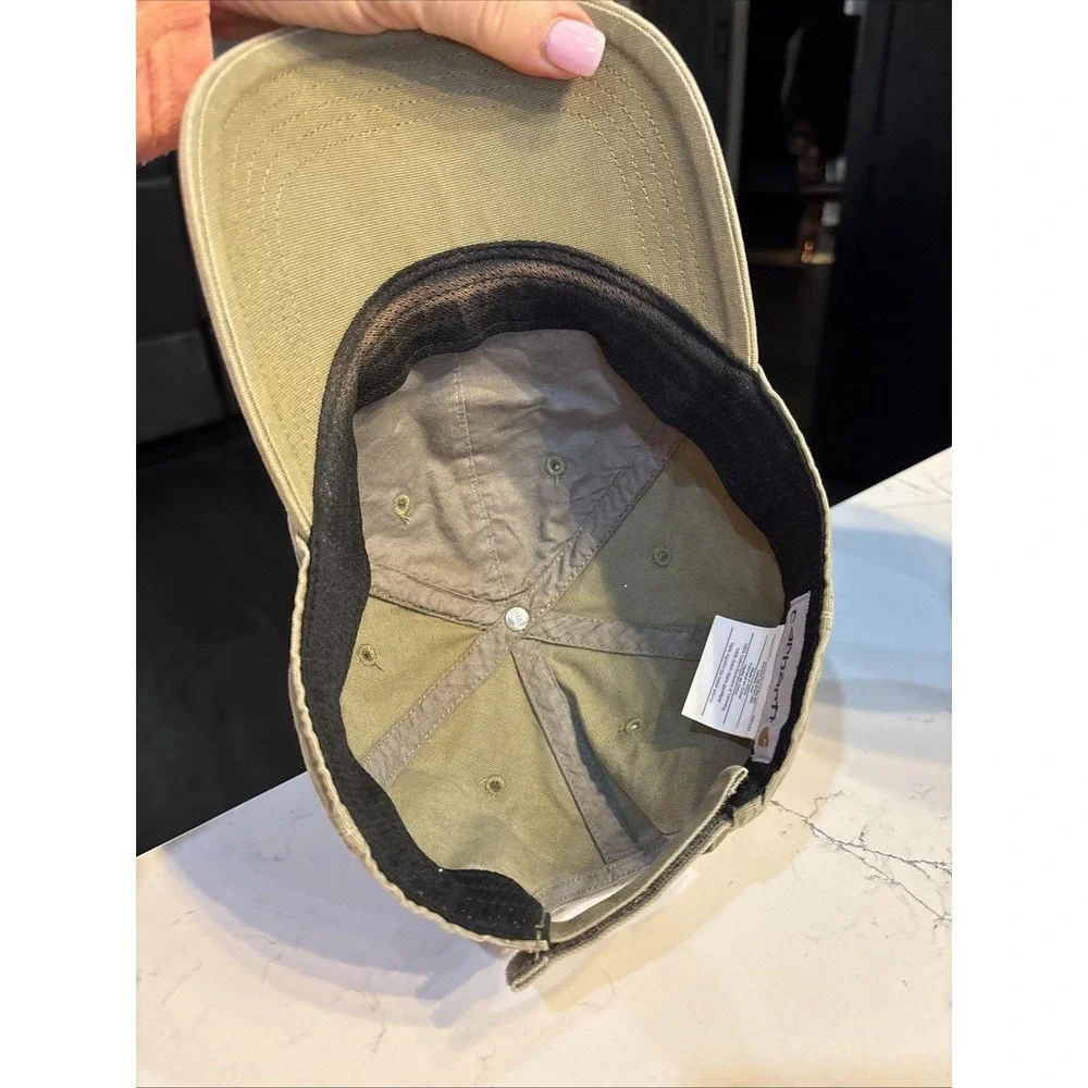 Carhartt Odessa Hat Olive Green Canvas Leather Patch Logo Strapback